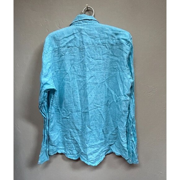Roberta Roller Rabbit Womens Blue Linen Blouse Sz Medium Button-Down Long Sleeve - Picture 2 of 9